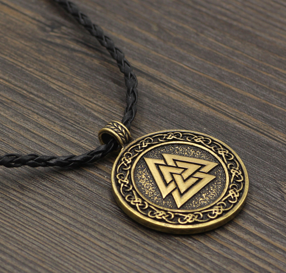 Men Ethnic Viking Warrior Scandinavian Amulet Valknut Odin's Symbol Of Norse Runes Necklace