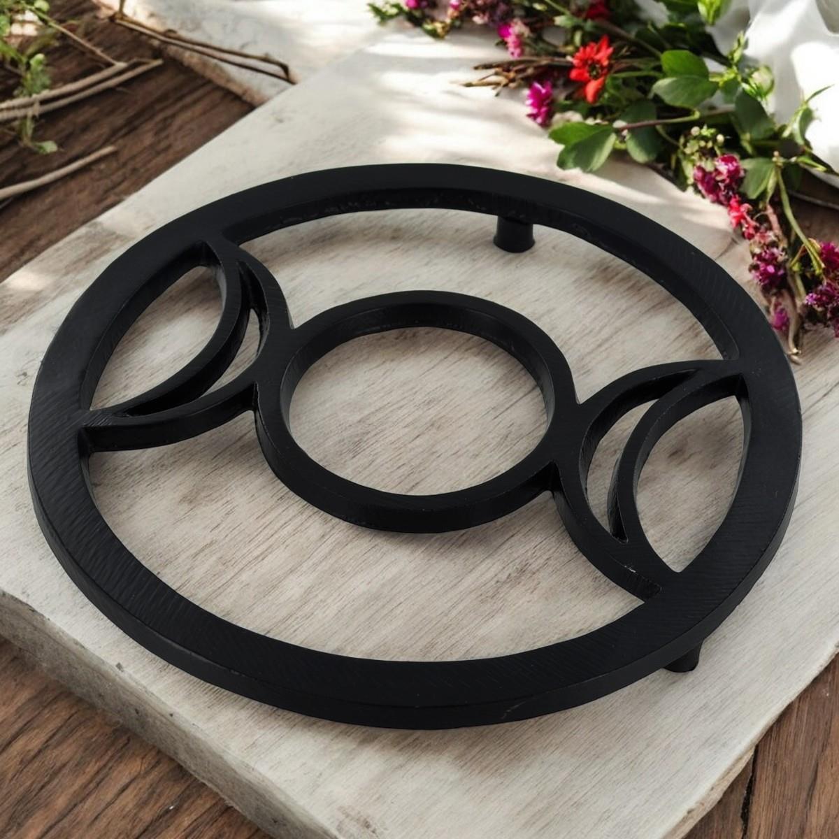 Aluminium Triple Moon Trivet - Spiritual Pagan & Wiccan Altar Decor