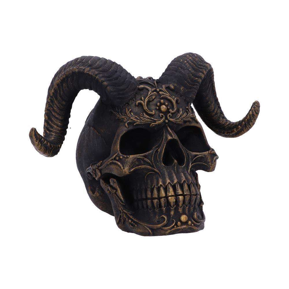 Diabolus Horned Skull Figurine Gothic Demon Skull Ornament Halloween Horror Statue
