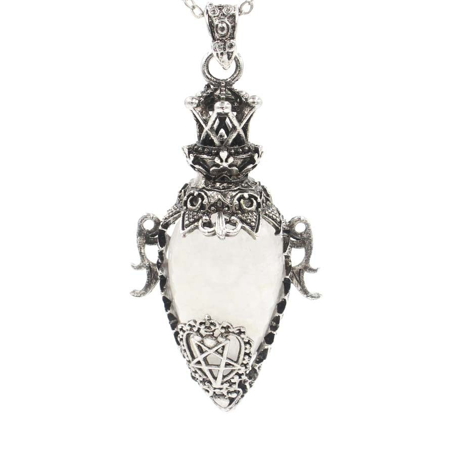 Ancient Silver Bottle Egg-shaped Crystal Pendulum Pendant Necklace