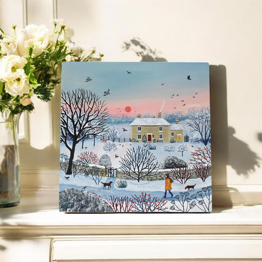 NEARLY HOME Ceramic Art Tile by Jo Grundy, 20x20 cm - Wall-Ready, Perfect Gift Idea