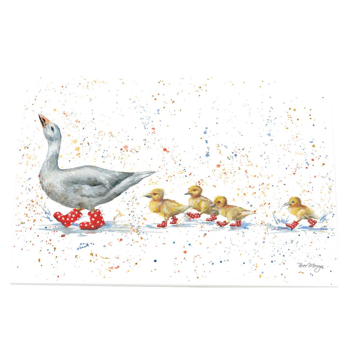 FOLLOW ME Ceramic Art Tile by Bree Merryn 30X20 cm – Ready to Hang, Cute Ducklings in Boots Wall Decor, Perfect Gift for Animal Lovers, Comes Boxed