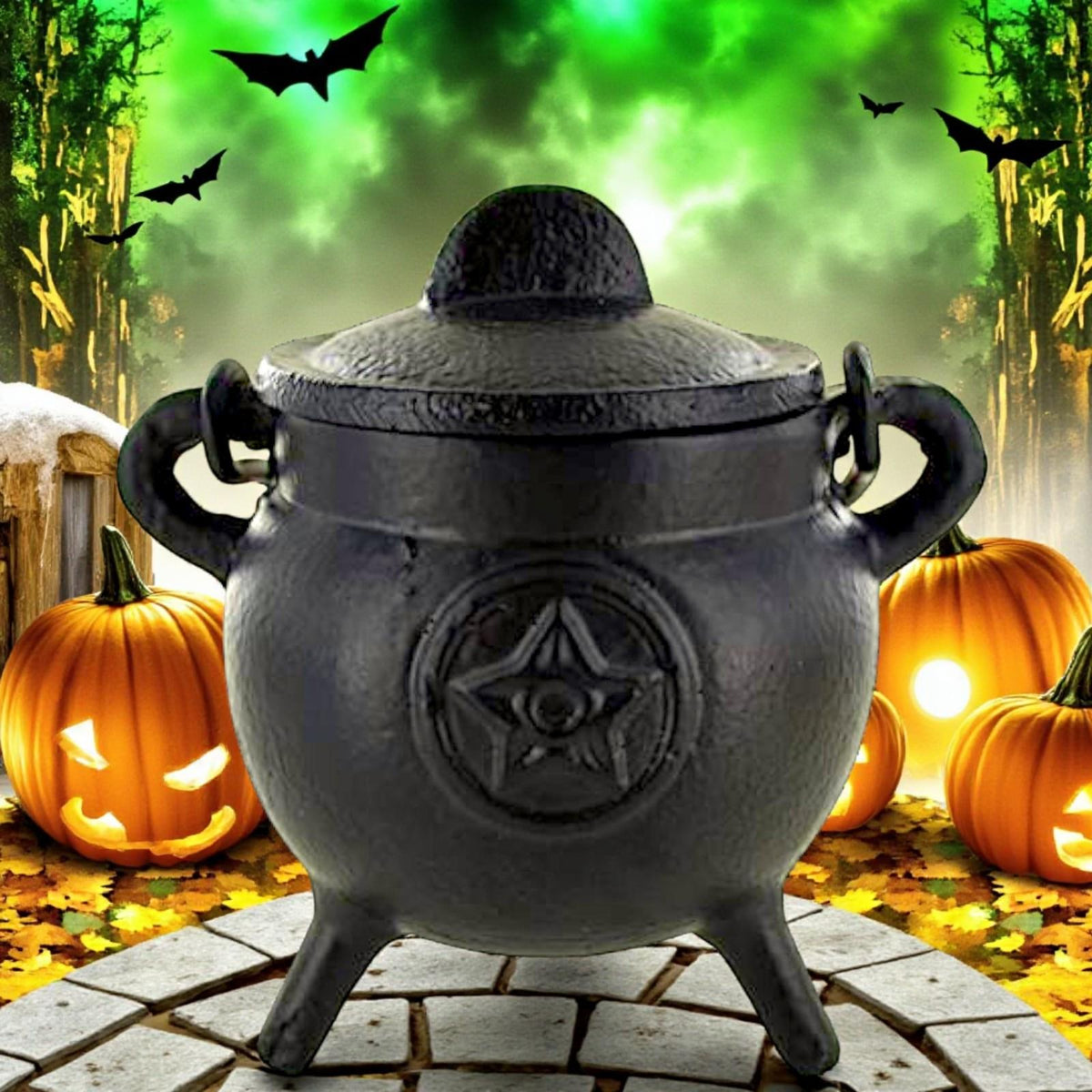 Cauldron For Ritual Cast Iron Pentagram Cauldron for Witchcraft Rituals