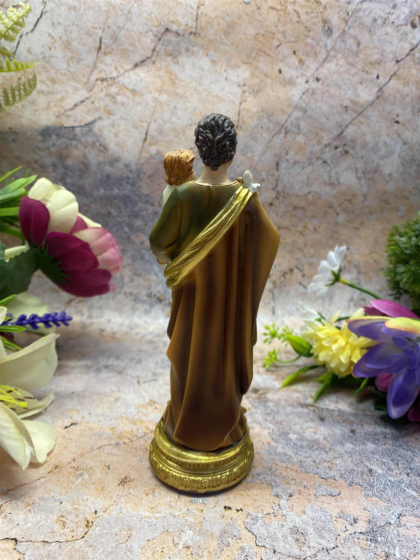 Saint Joseph with Child Jesus Resin Statue, Spiritual Catholic Decor, Fatherly Devotion-Osiris Craftworks