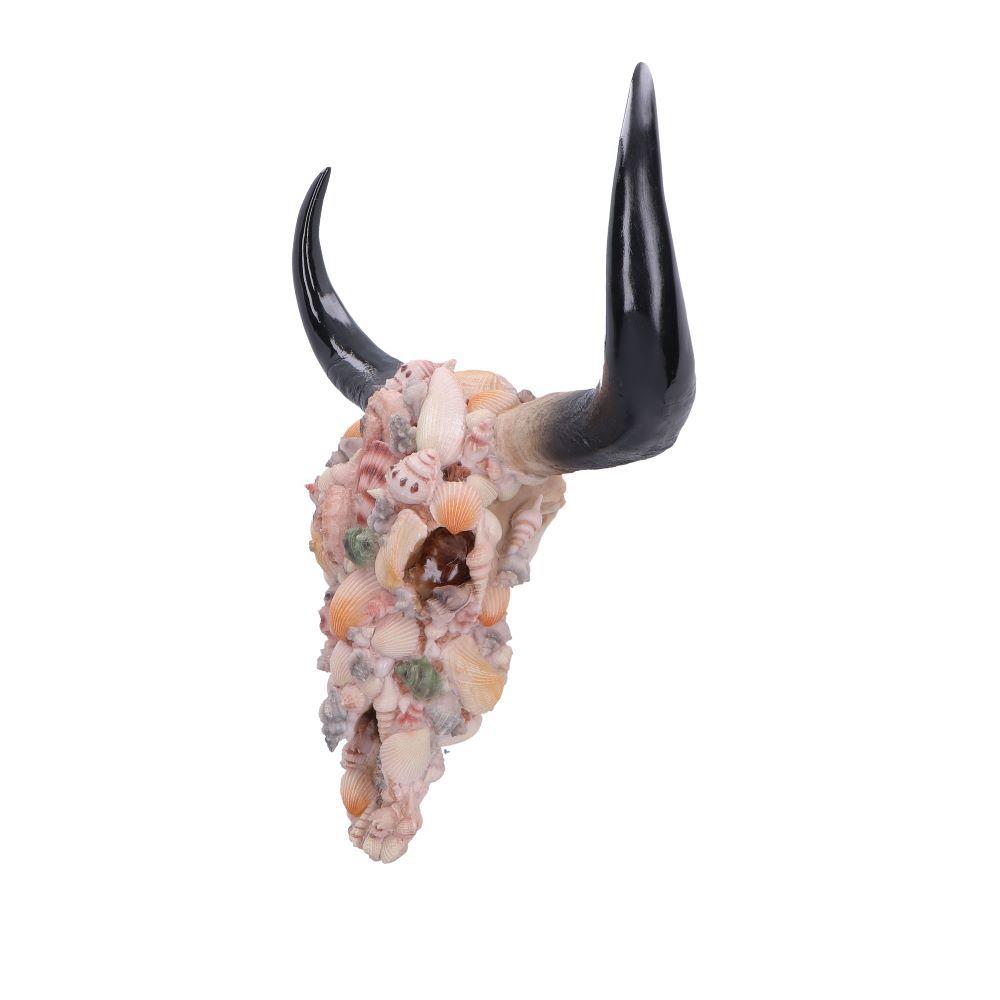Seashell Bison Skull Ornament Coastal Gothic Decor Ocean Inspired Sculpture Art