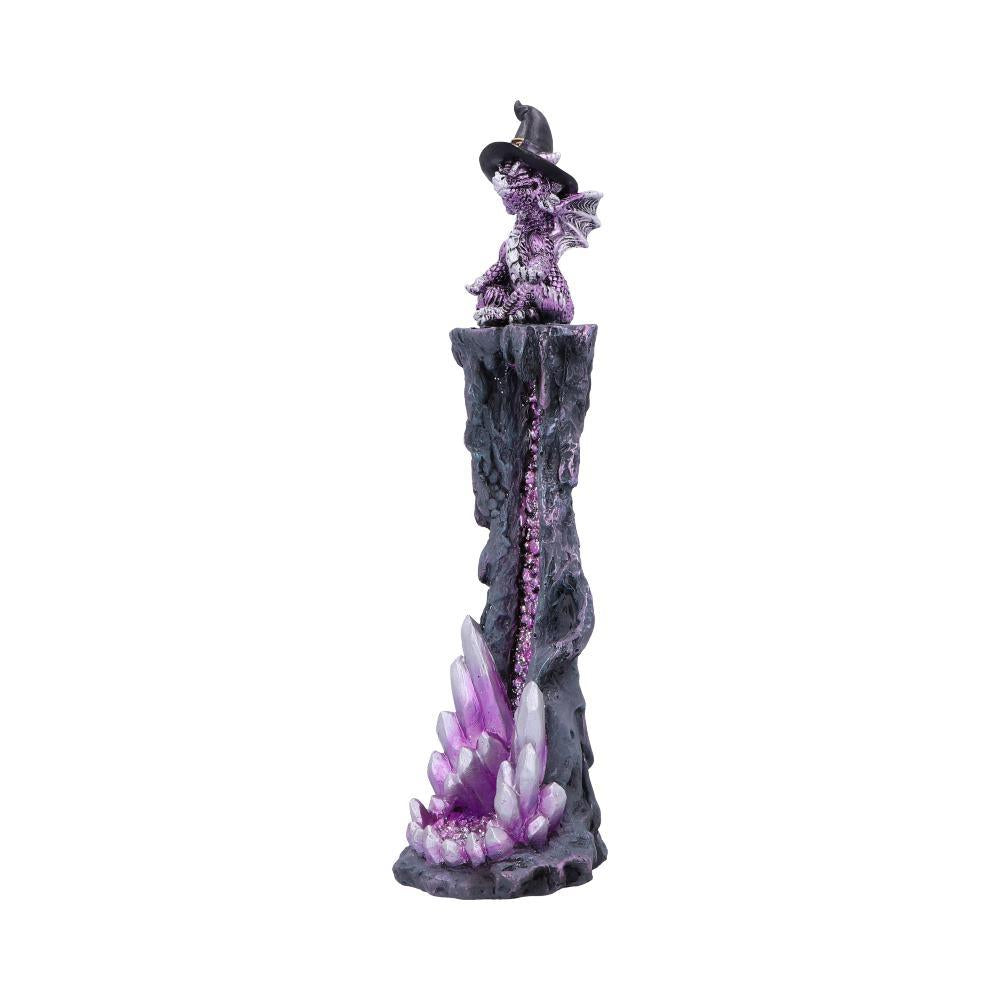 Enchanting Fantasy Dragon Incense Burner with Mystical Purple Geode Crystal Gift
