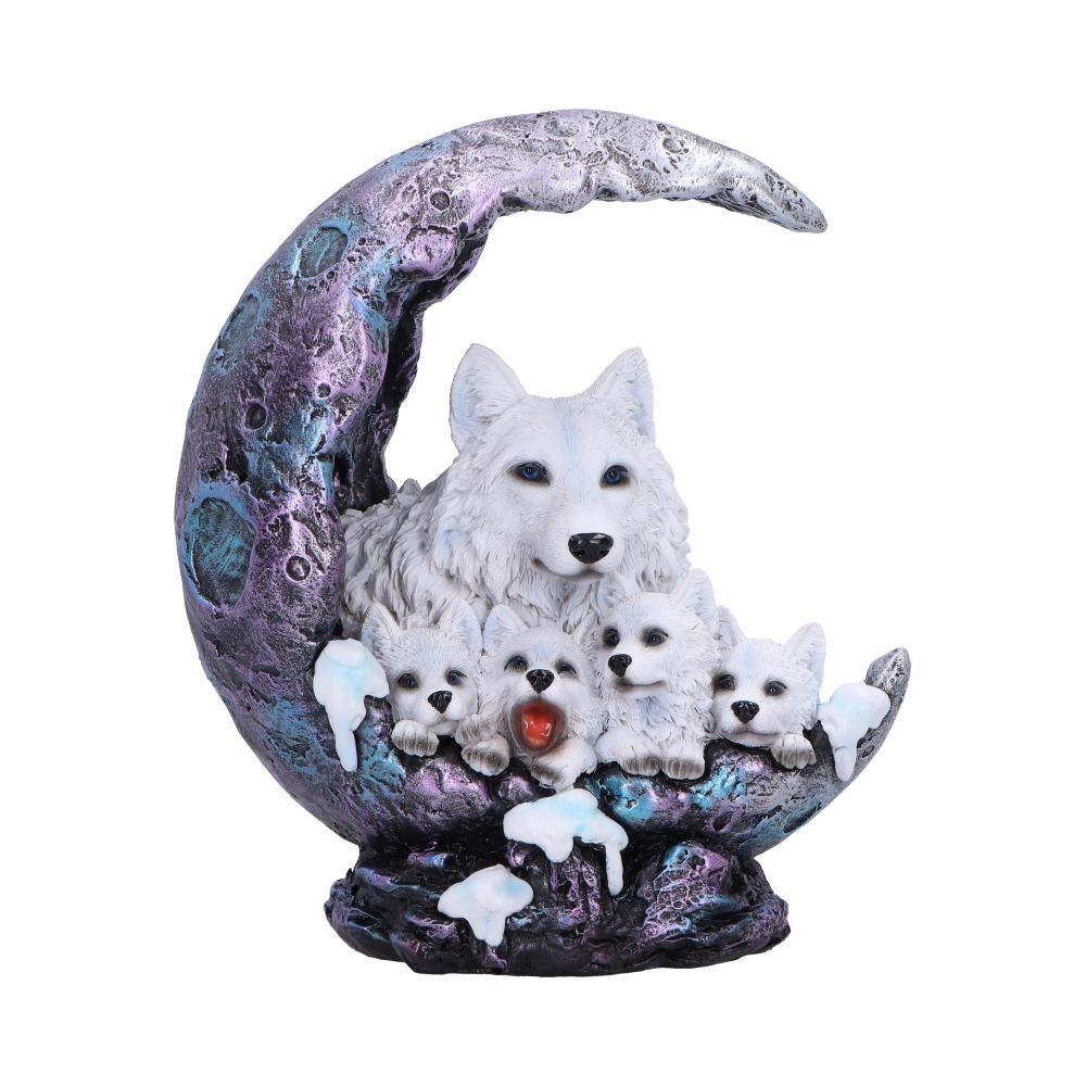 Gothic Wolf Moon Ornament Guardian Statue crescent guardianship Figurine Home Decor