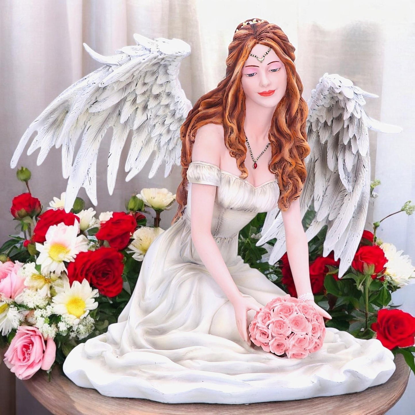 Enchanting Angelic Angel Figurine Mystical Fantasy Sculpture Home Decor Boxed