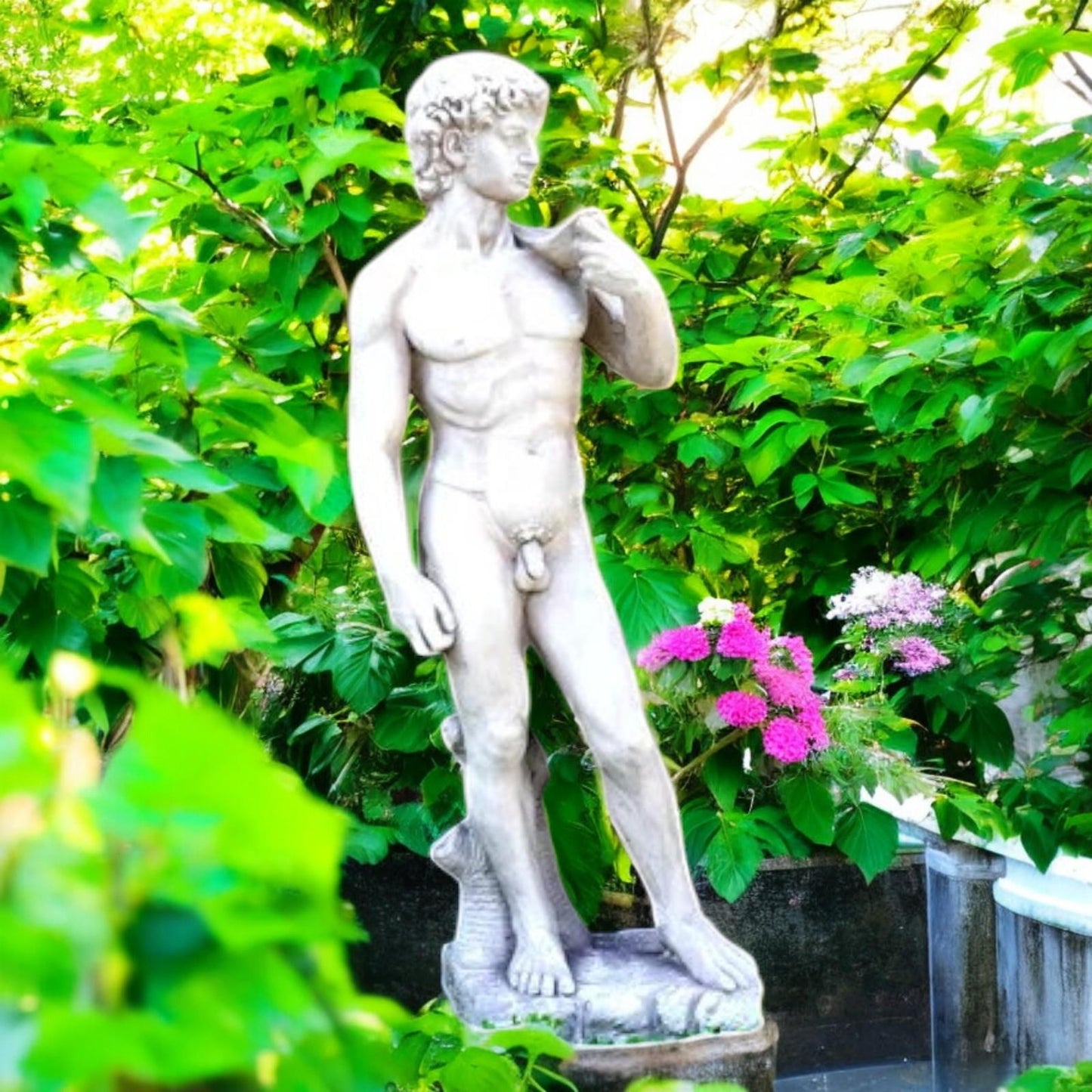 Large Michelangelo David Statue - Durable Stone Garden Decoration 109cm