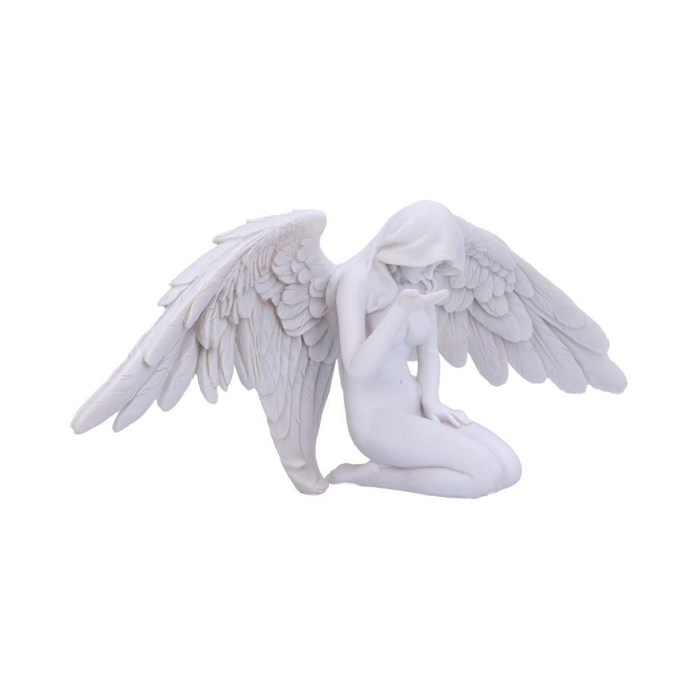 Elegant Kneeling Caped Fallen Gothic Angel Spiritual Fantasy Figurine Peace Decor
