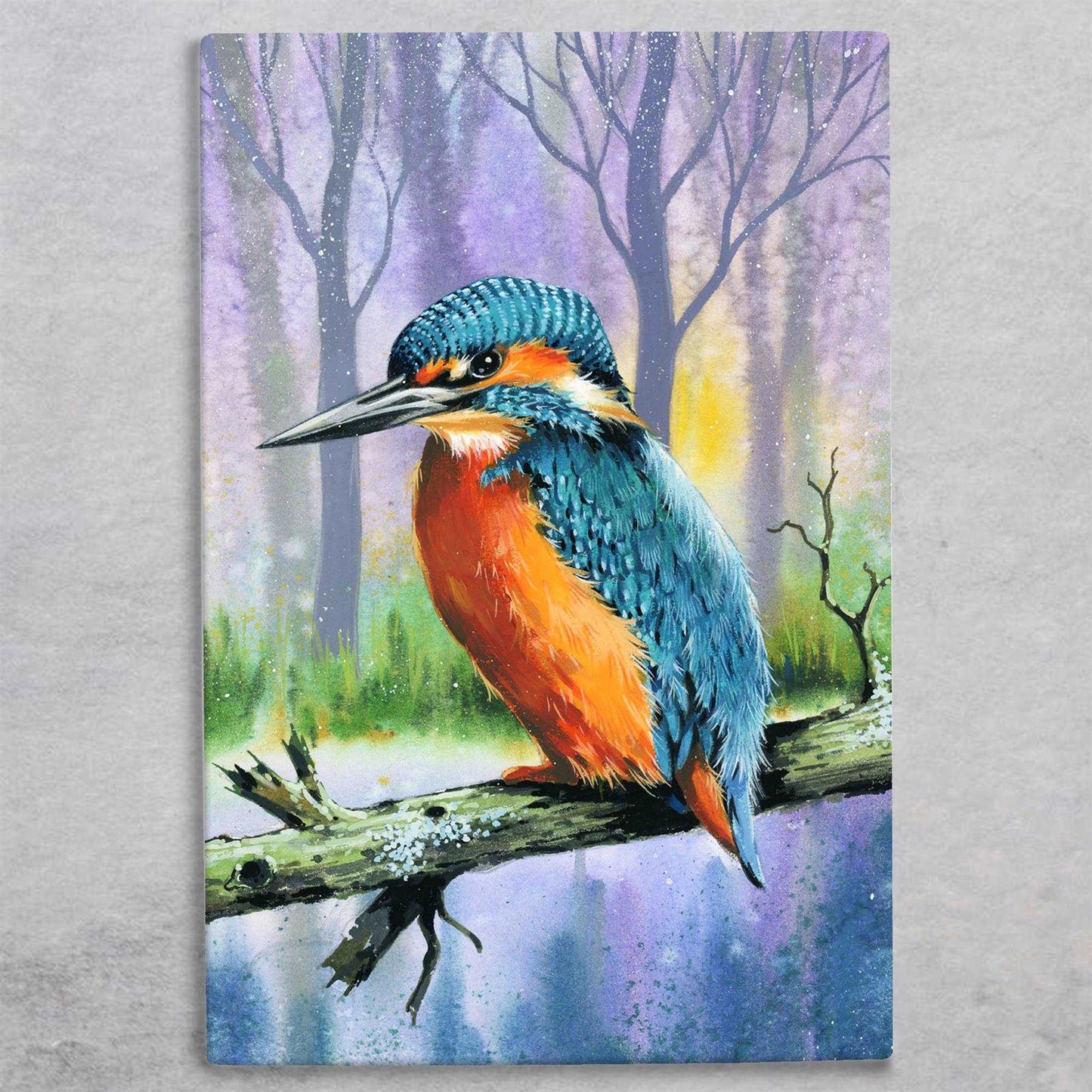 Kingfisher by the Lake Ceramic Art Tile – 30x20cm Decor