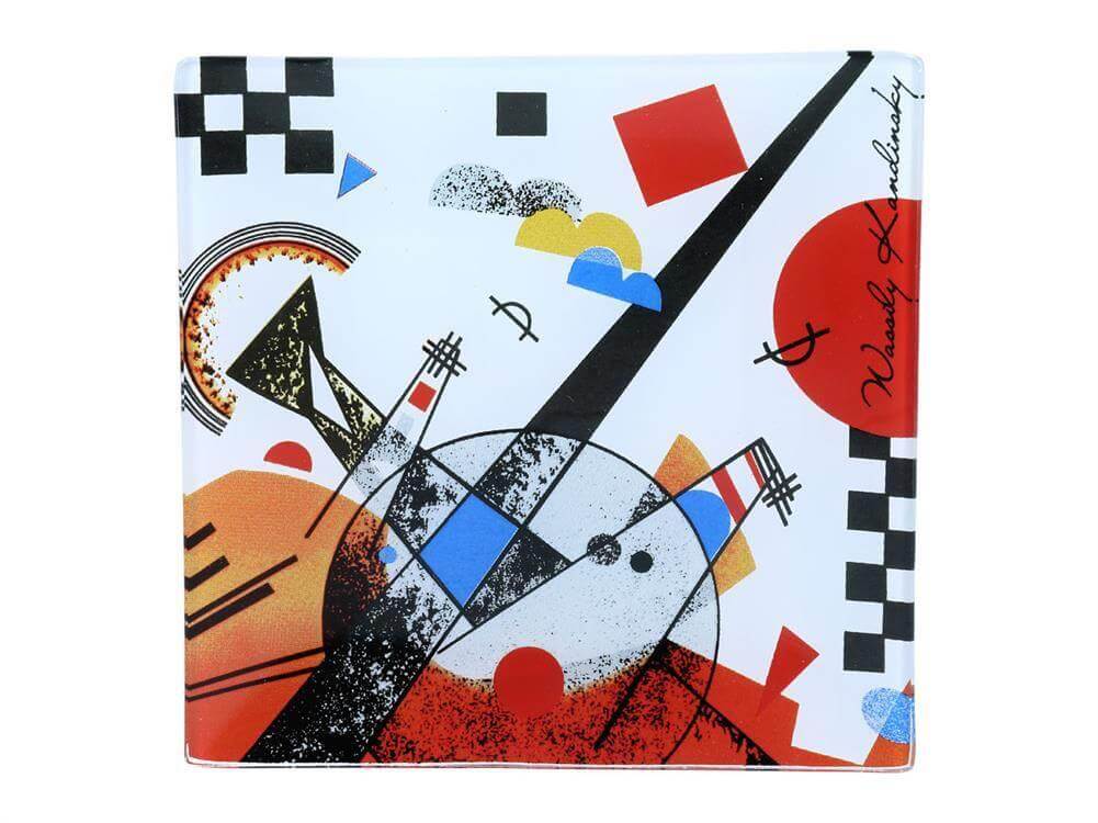 Vibrant Wassily Kandinsky Art Glass Plate - Abstract Decorative Plate 13x13cm - Modern Art Inspired Home Decor