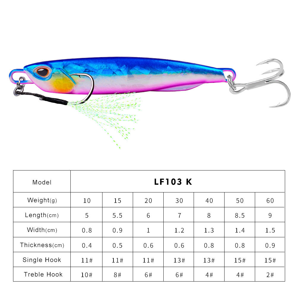 Luya Bait Submerged Tossing Lure Iron Plate Luminous Fish Lead With Treble Hook