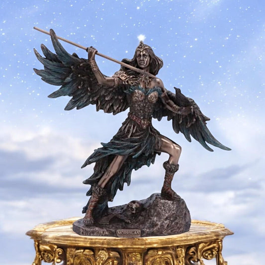 Celtic Goddess Morrigan Statue 22cm - Bronze Finish, Hand-Painted Figurine