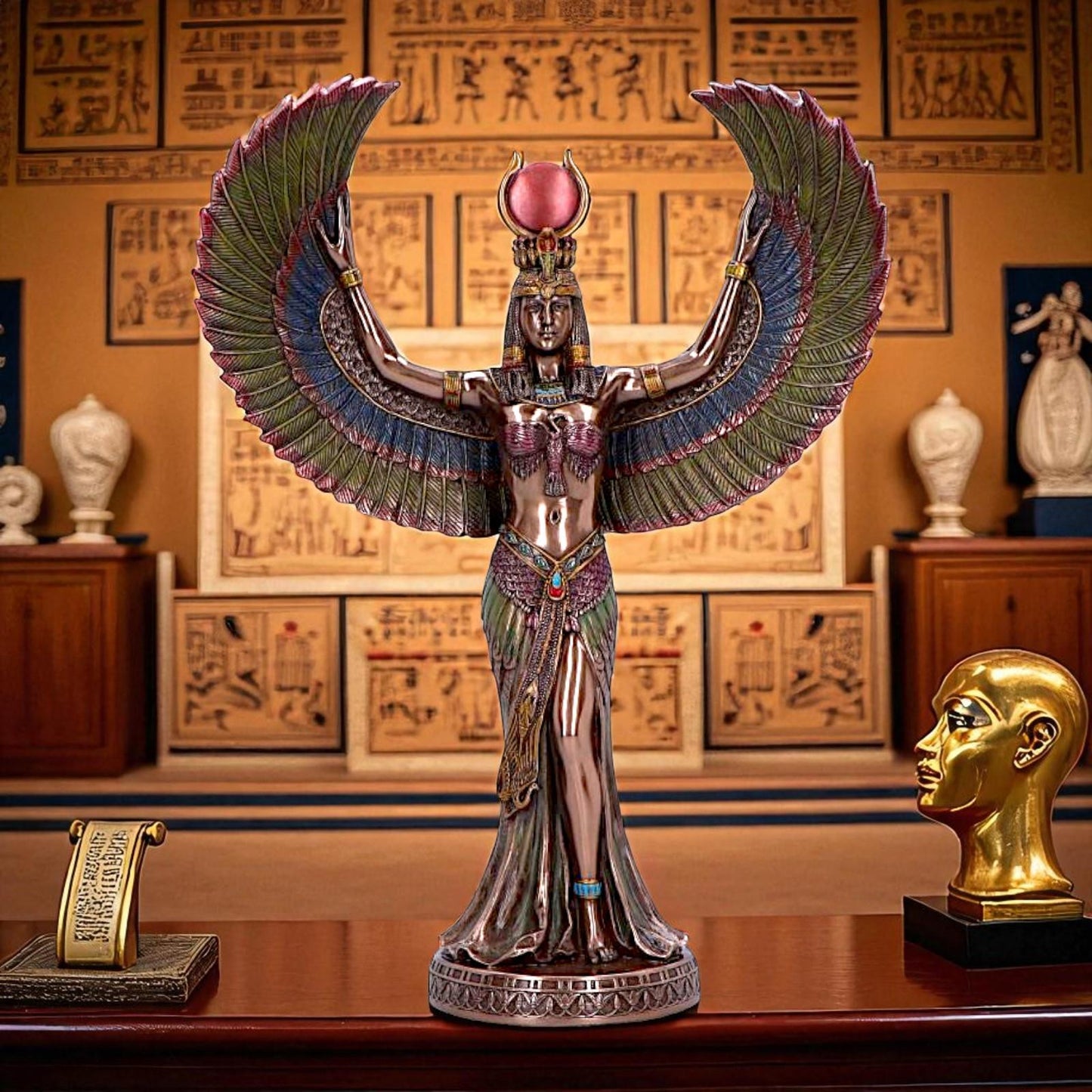 Isis Goddess Figurine Egyptian Magic Wisdom Motherhood Statue Winged decor
