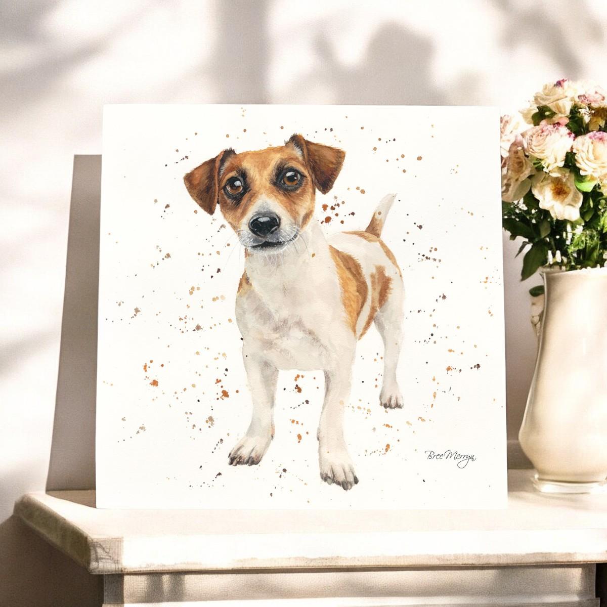 Joey Jack Russell Dog Art Tile by Bree Merryn 20x20 cm Ceramic Wall Decor Ready to Hang Cute Dog Gift Boxed-Osiris Craftworks