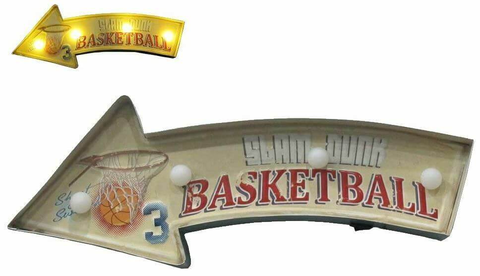 Vintage Metal 3D LED Logo Sign Basketball Slam Dunk Sports Man Cave Wall Plaque