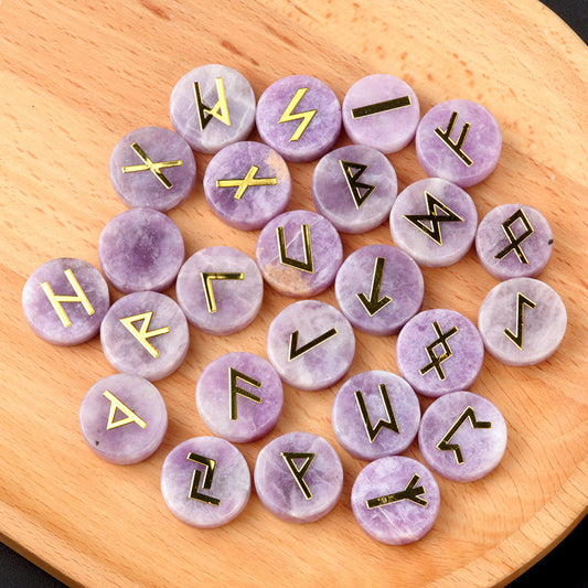 1662-25 Pieces A Pack Of Runes Natural Crystal Agate Luen Letter Wafer Suit Nordic Germanic