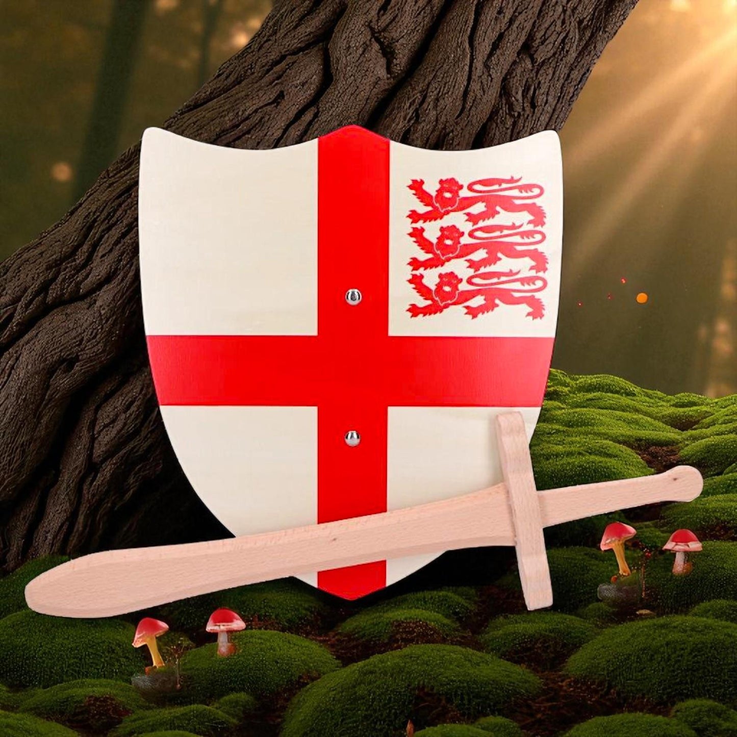 St. George Medieval Wooden Shield & Sword Set Knight Costume Accessory