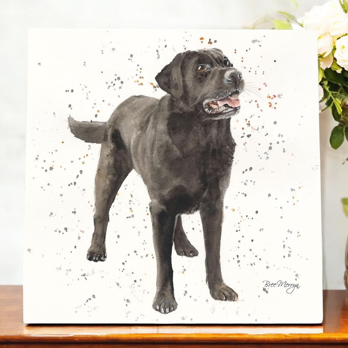 Licorice Black Labrador Art Tile by Bree Merryn | 20x20cm Ceramic Wall Art | Ready to Hang