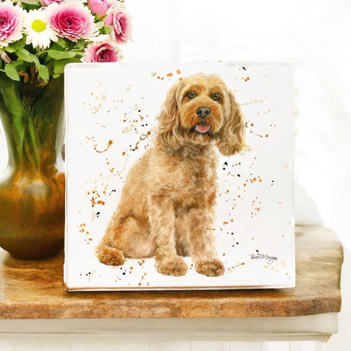 Ceramic Cockapoo Cockapoo Ceramic Art Tile by Bree Merryn - Dog Lover Gift