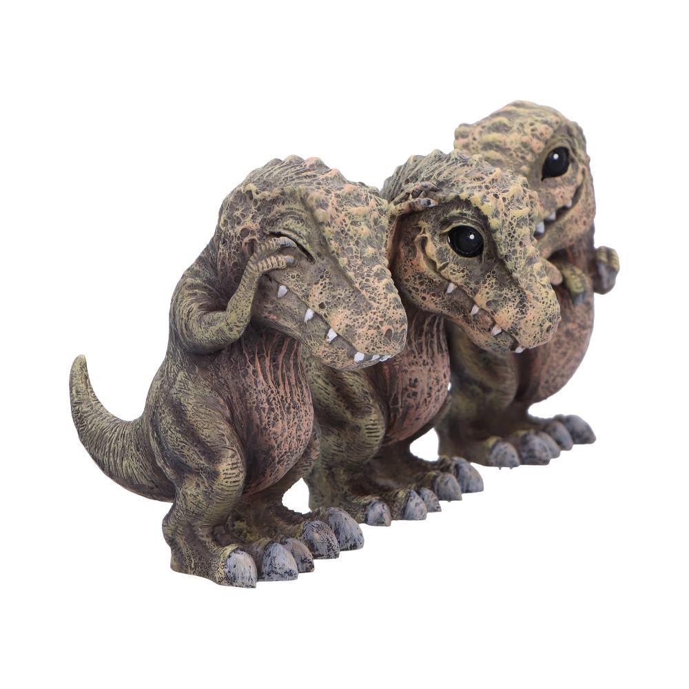 Three Wise T-Rex Dinosaur Figurines Set See No, Speak No, Hear No Evil Figurines