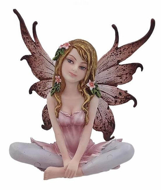 Pink Flower Fairy Figurine Mythical Statue Fantasy Ornament Fairies Collection