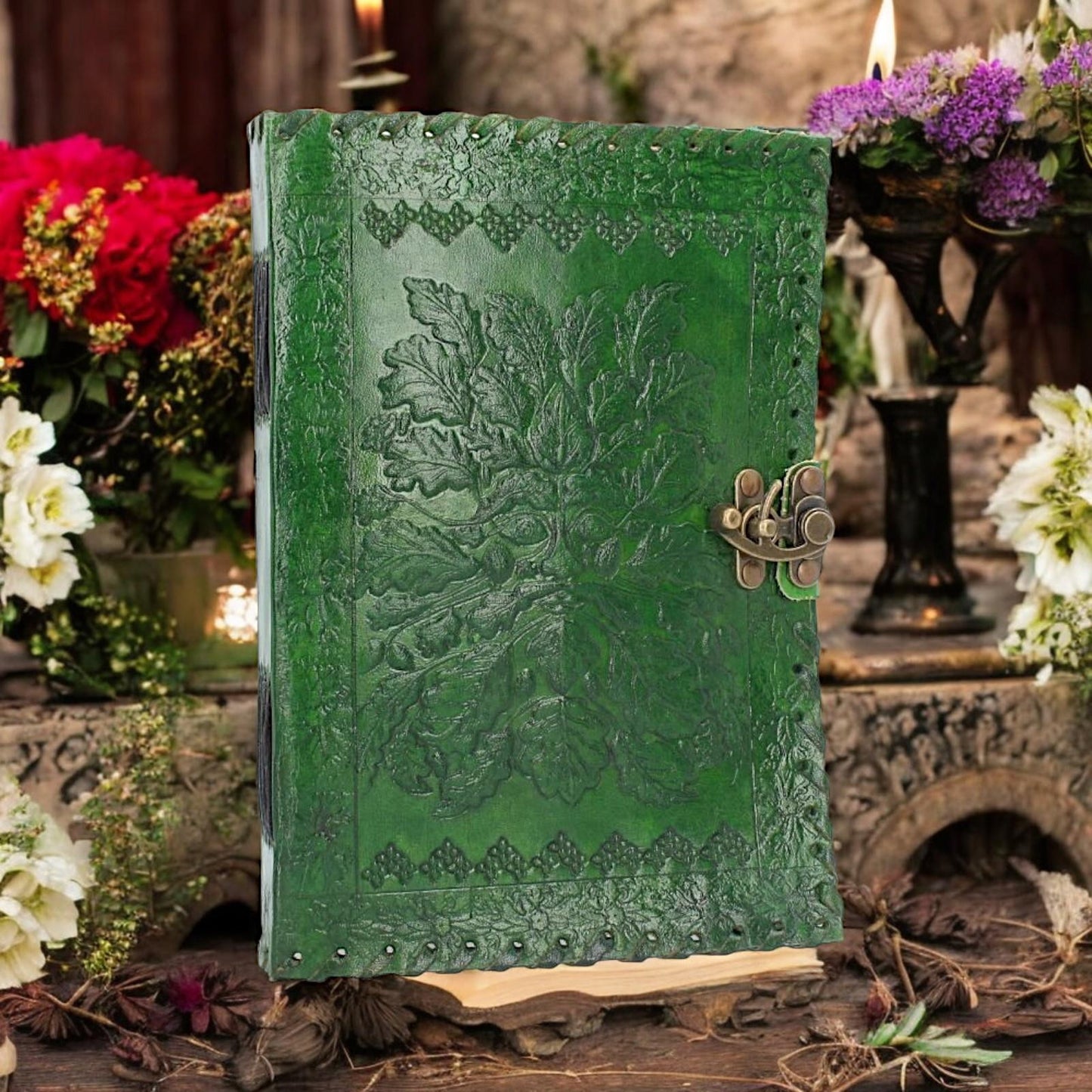 Green Man Leather Journal Book of Shadows Tree Man Wiccan Pagan Gift