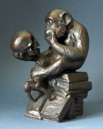 The Darwin Monkey Bronze Effect Figurine Statue by Rheinhold Wolfgang Hugo - 14 cm, Handcrafted Resin Sculpture