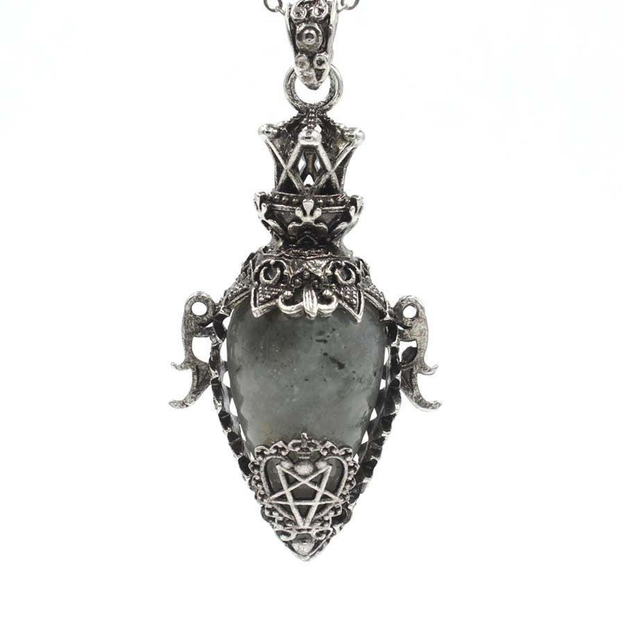 Ancient Silver Bottle Egg-shaped Crystal Pendulum Pendant Necklace