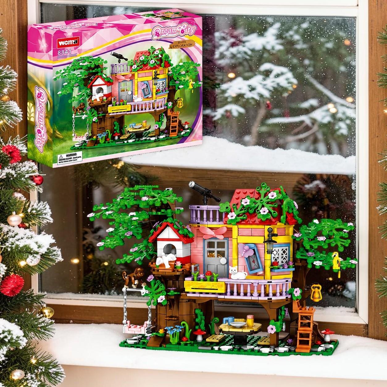 Treehouse 840 Piece Brick Construction Model Set Kids Girls Creative Toy Puzzle