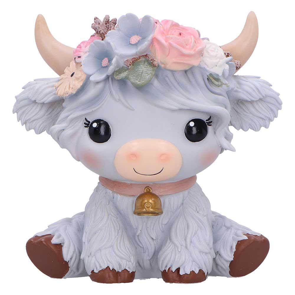 Moo Crew Magnolia Grey Flower Cow Figurine Ornament Cute Farmhouse Decor