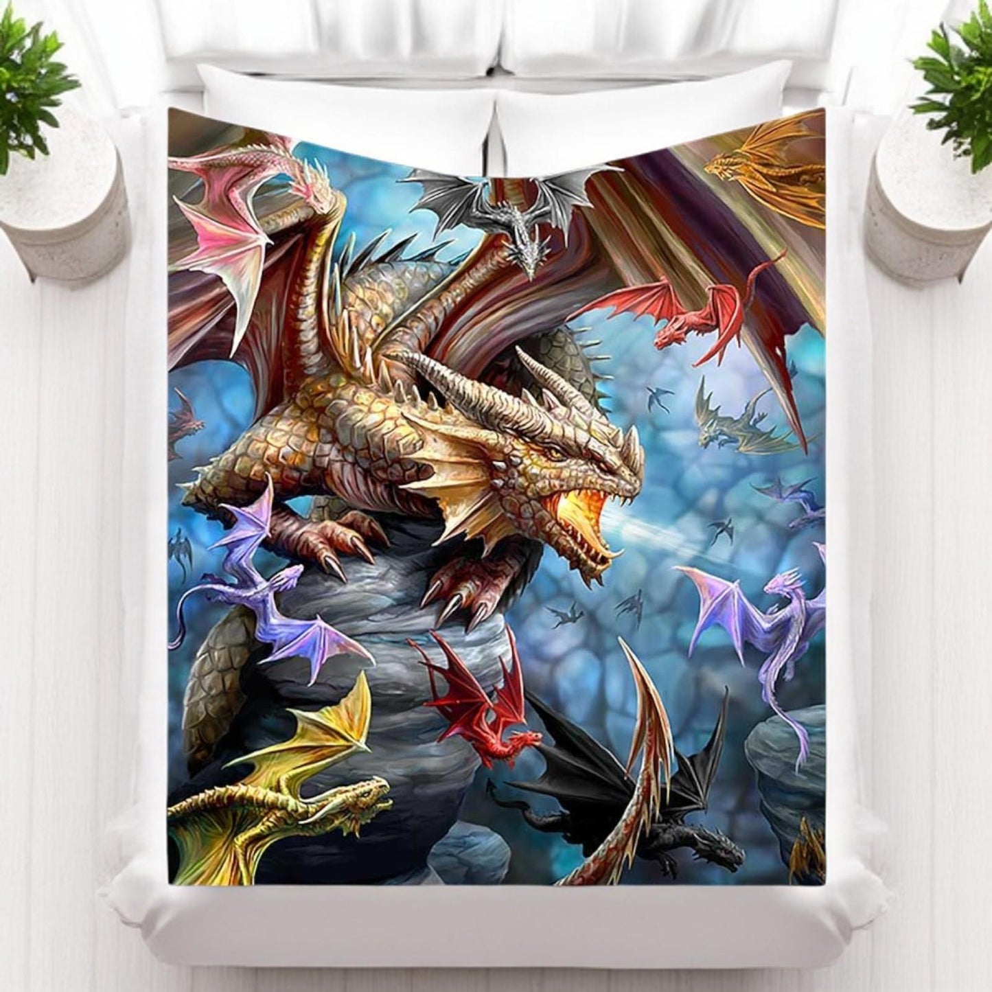 Gothic Anne Stokes Dragon Clan Blanket Large Fantasy Art Throw for Home Decor
