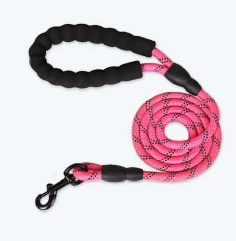 Durable Pink Dog Leash with Padded Handle - Reflective Rope Lead for Medium & Large Dogs, Comfortable Grip, Ideal for Night Walks-Osiris Craftworks