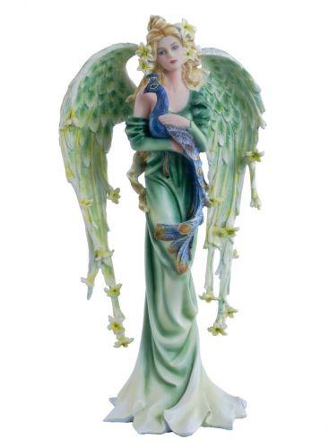 Elegant Angel & Peacock Statue – Resin Fantasy Figurine Collectible Home Decor