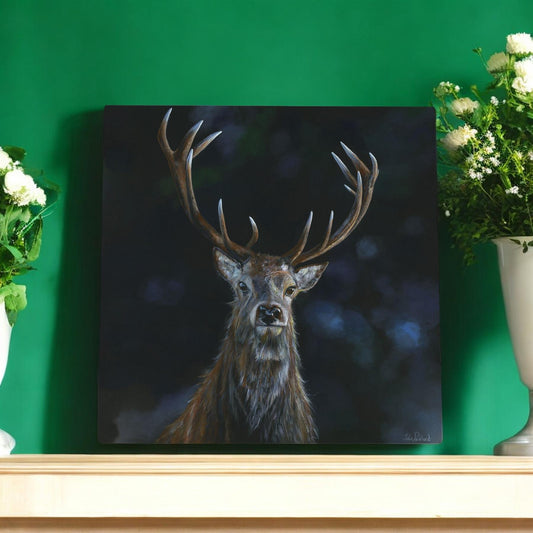 Lord of the Glen" Stag Ceramic Art Tile by Pankhurst Gallery 20x20cm - Exquisite Home Décor, Ready to Hang!