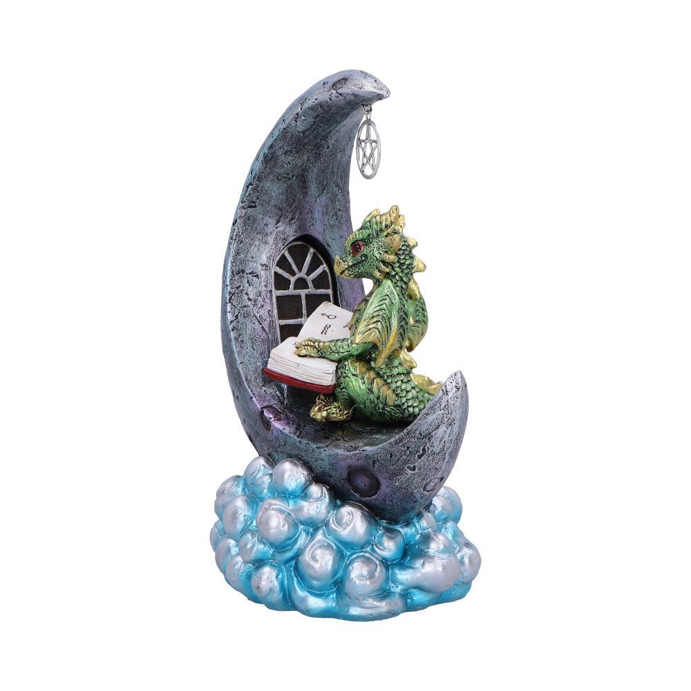 Mystical Green Dragon on Crescent Moon – LED Figurine Gothic Fantasy Decor