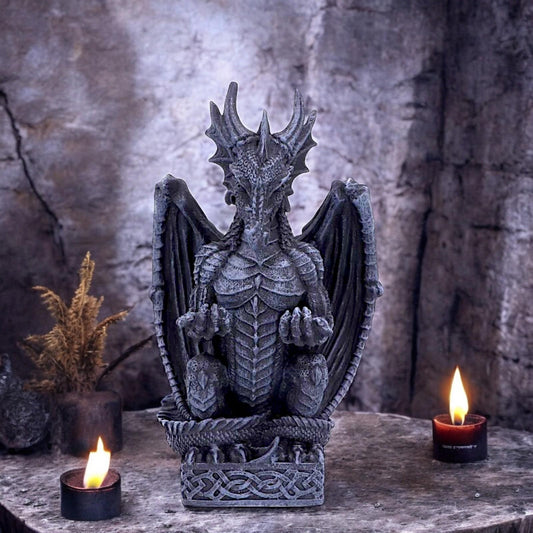 Dragon Pen Holder 15.2cm - Gothic Fantasy Desk Accessory - Hand-Painted Resin Dragon Figurine - Unique Office or Home Decor Gift