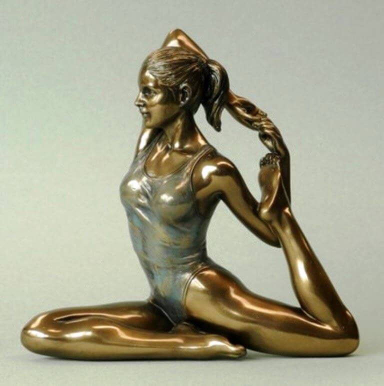 Female 'Eka Pada Rajahapitasana' Position Bronzed Figurine Yoga Statue