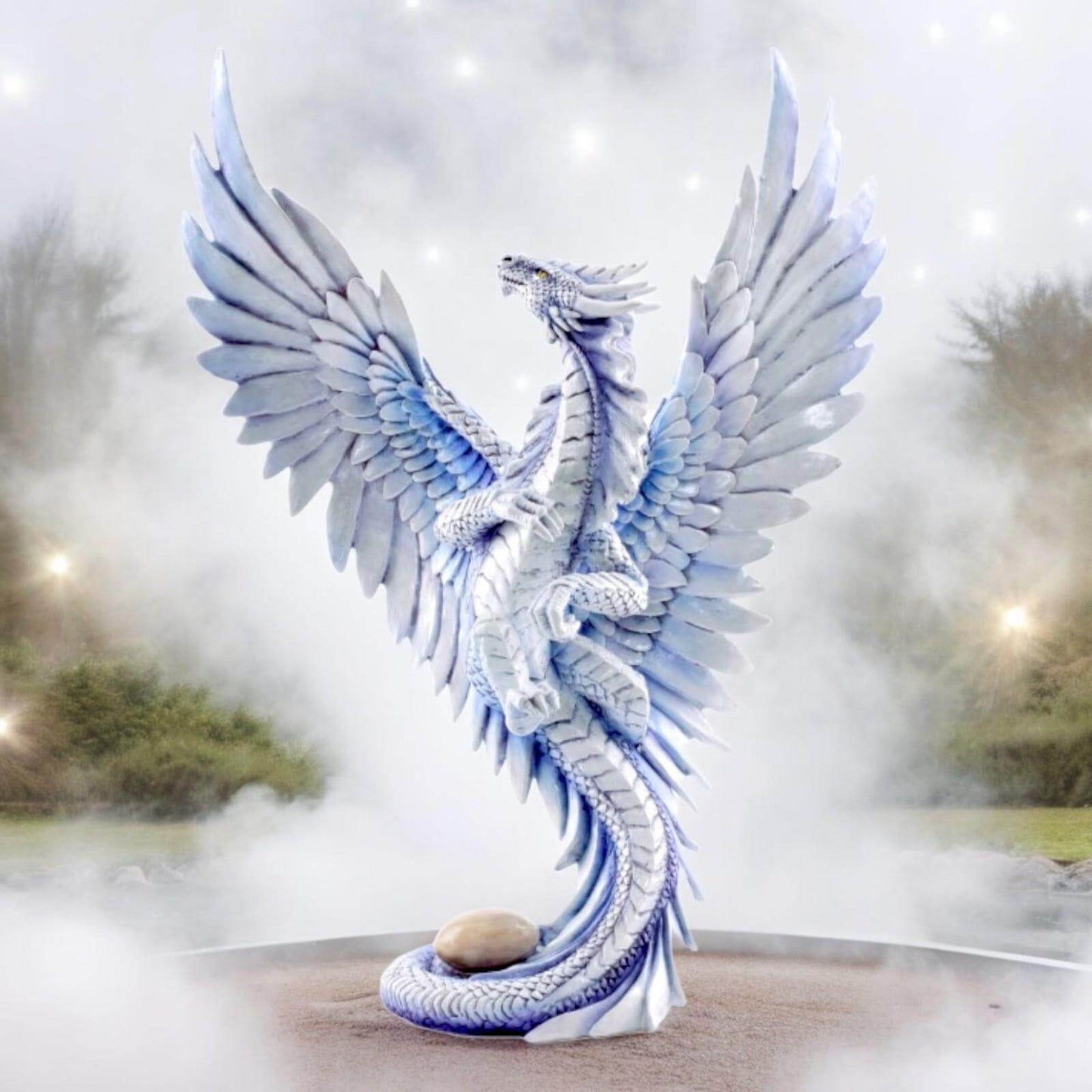 Majestic White Dragon Sculpture by Anne Stokes | Hand-Painted Gothic Fantasy Art | 31.5 cm x 21.5 cm Collectible | High-Quality Resin Figurine | Perfect Gift Boxed-Osiris Craftworks