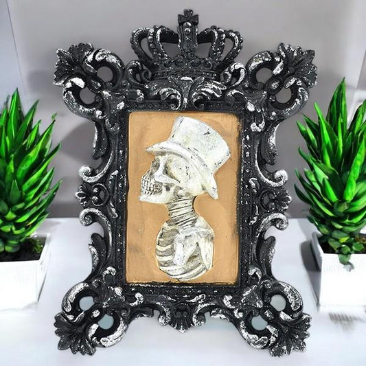 Gothic Skull Wall Decor – Antique Skeleton Wall Art – Resin Gothic Wall Plaque for Home Decor