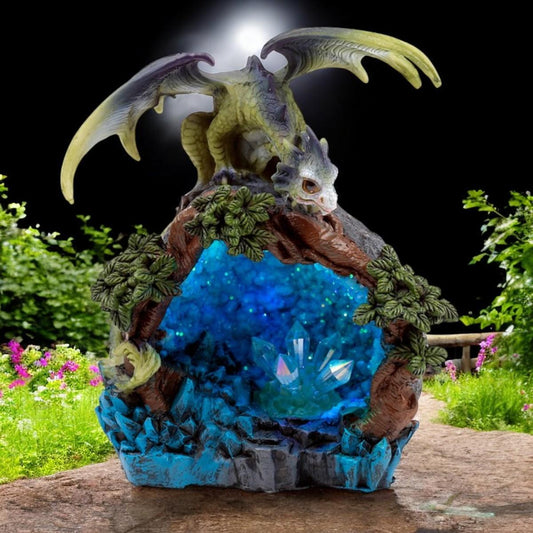 Mystical Dragon Figurine – LED Illuminated Woodland Crystal Den Decor 14cm