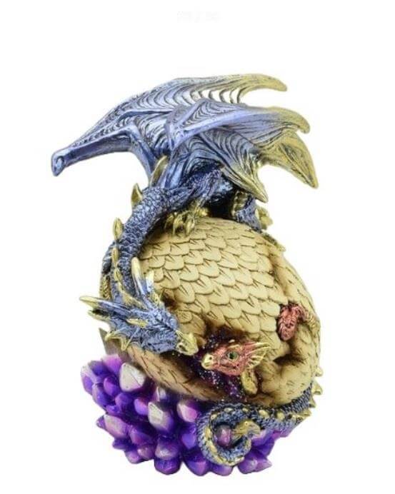 Majestic Dragon with Hatchlings Statue - Fantasy Decor - Resin Art Sculpture