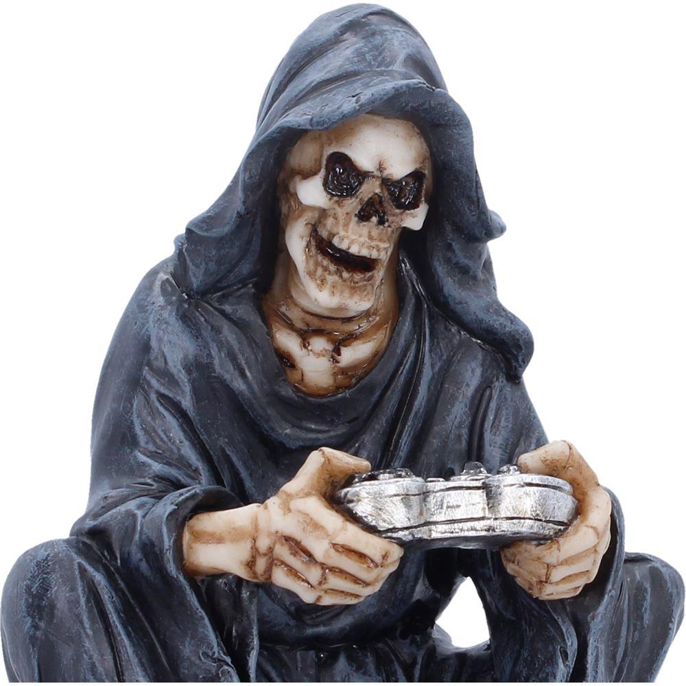 Gaming Reaper Figurine  Grim Skull Gamer Ornament Gothic Console Decor
