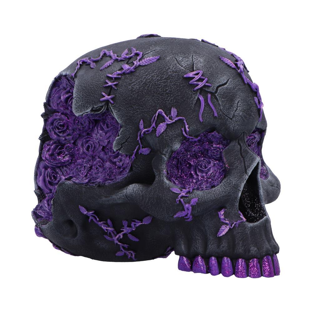 Fantasy Roses Skull Purple Gothic Geode Figurine Crystal Horror Ornament Decor