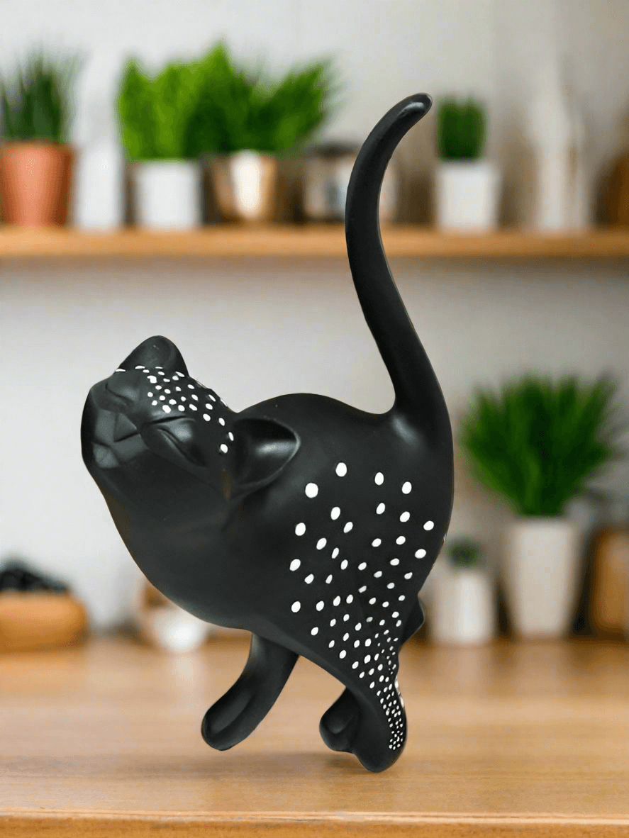 Abstrakte schwarze Katzenskulptur, Dekorationsfigur, ideales Geschenk für Katzenliebhaber