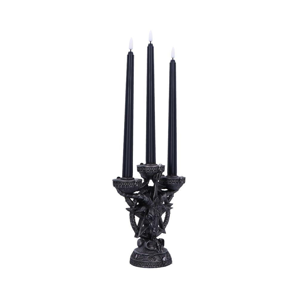Baphomet's Radiance Candelabra 46cm with LED Candles | Gothic Occult Home Decor Nemesis Now Design
