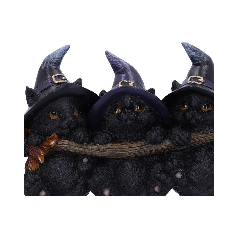 Black Cat Key Holder Witches Broomstick Wall Hook Gothic Decor Ornament Wiccan