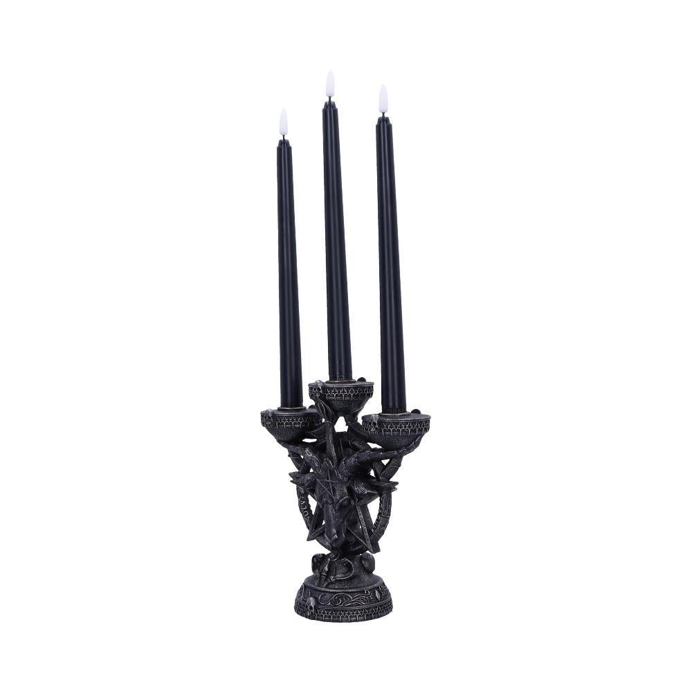 Baphomet's Radiance Candelabra 46cm with LED Candles | Gothic Occult Home Decor Nemesis Now Design