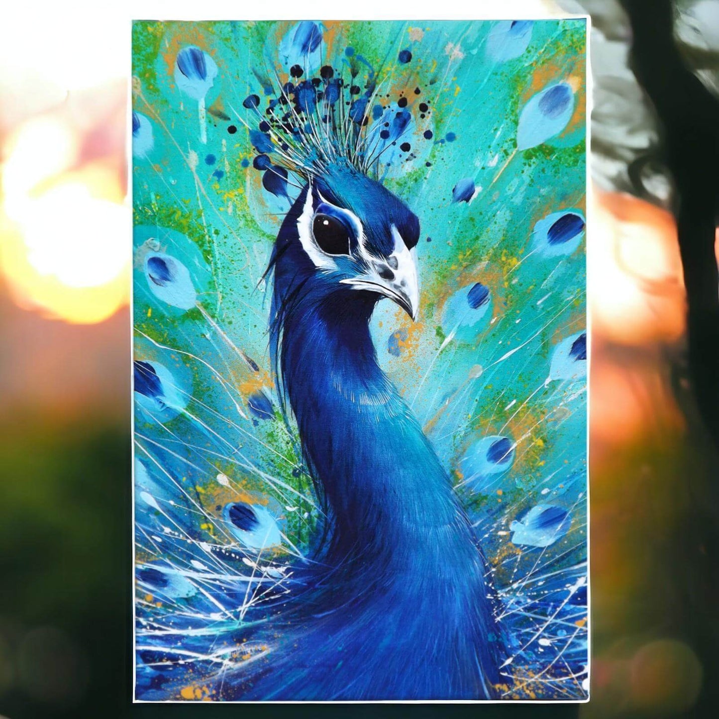 D. Finney Peacock Ceramic Wall Art Tile 30x20cm | Colourful Bird Painting Decor-Osiris Craftworks